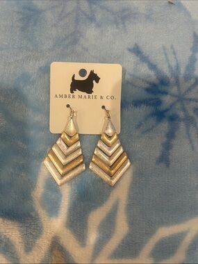 Anne Marie Gold and Silver Chevron Drop Earrings